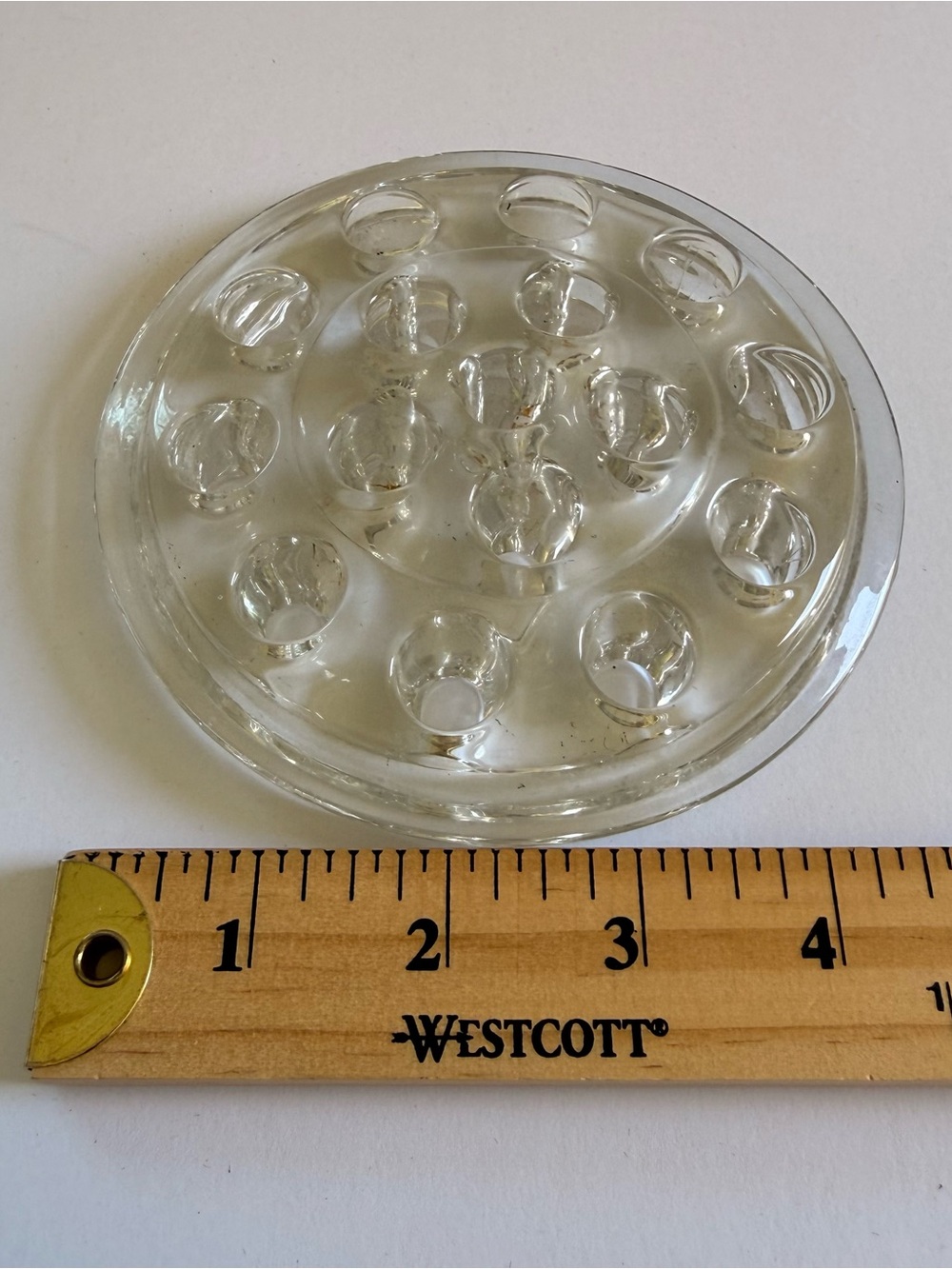 Vintage  Clear Glass 5” 16 hole Flower Frog 
 Vase Holder - Unbranded